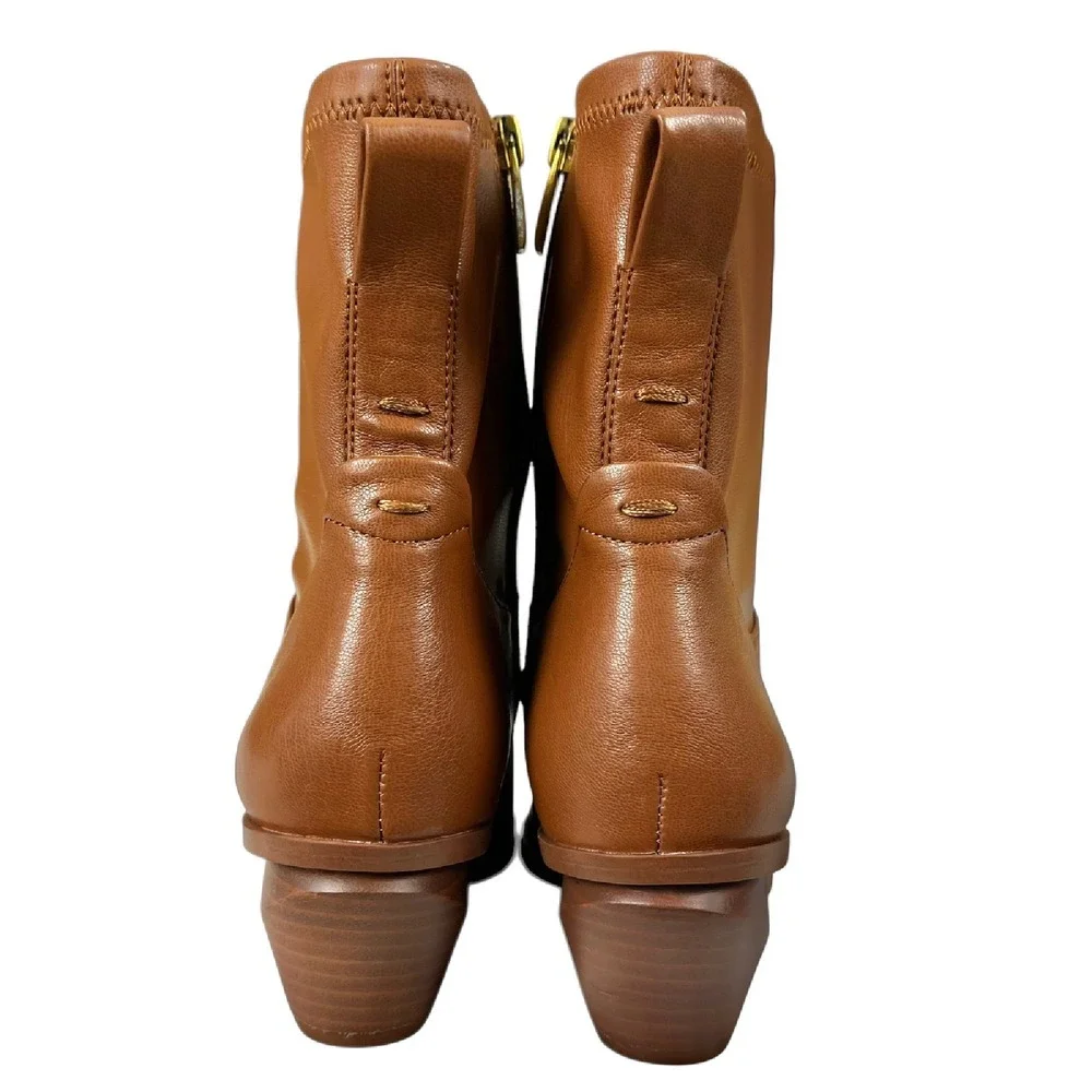 Franco Sarto Sammi Side Zipper Ankle Brown Faux Leather Boots Womens‎ Size 6M